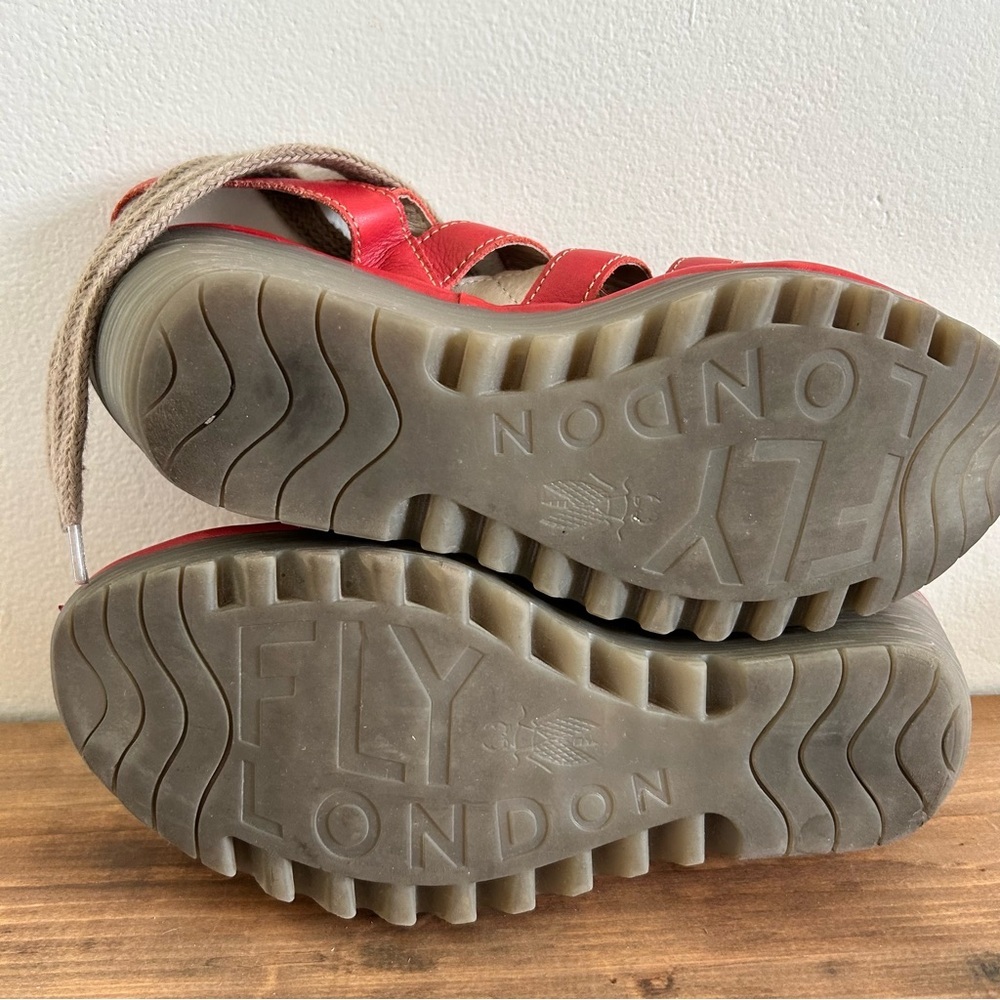 Red Fly London Lace-Up Sandals with Cut-Out Design - Picture 7 of 7